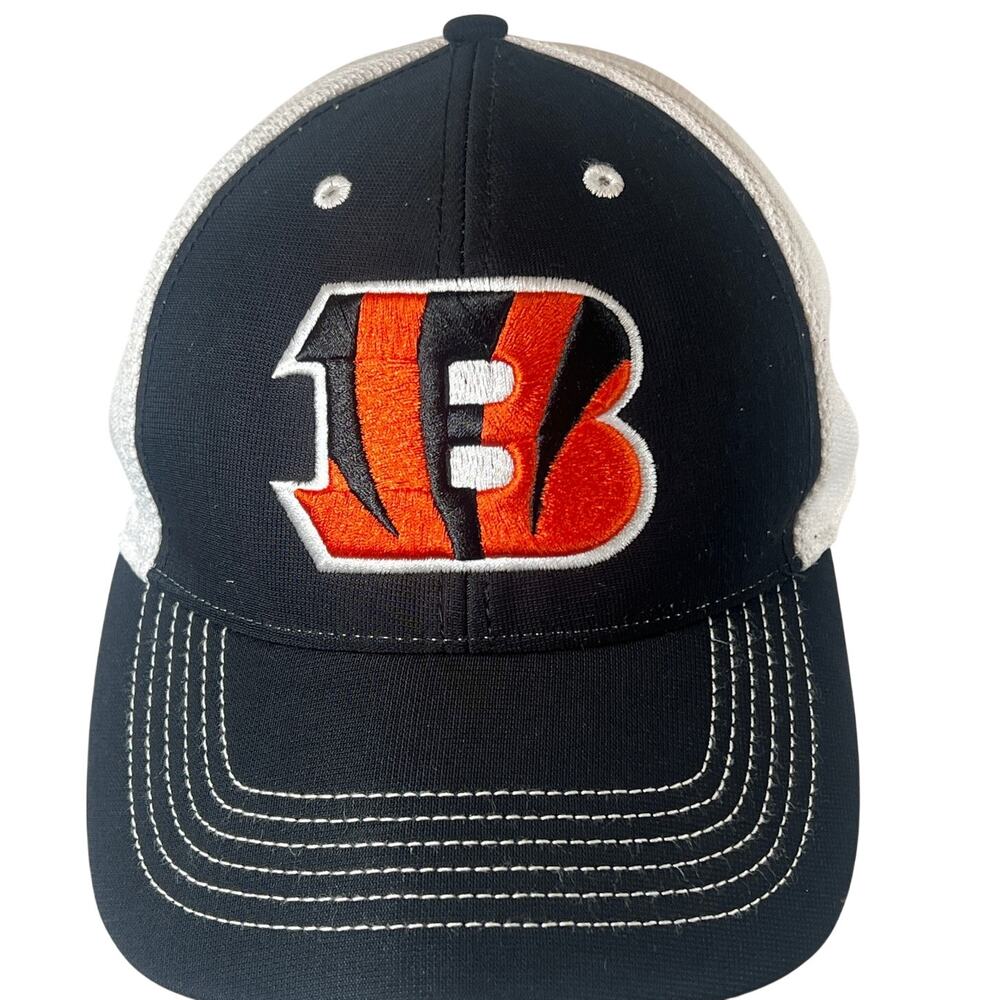 Cincinnati Bengals White Mesh Trucker Sports Black Hat Embroidered Logo OSFA NFL